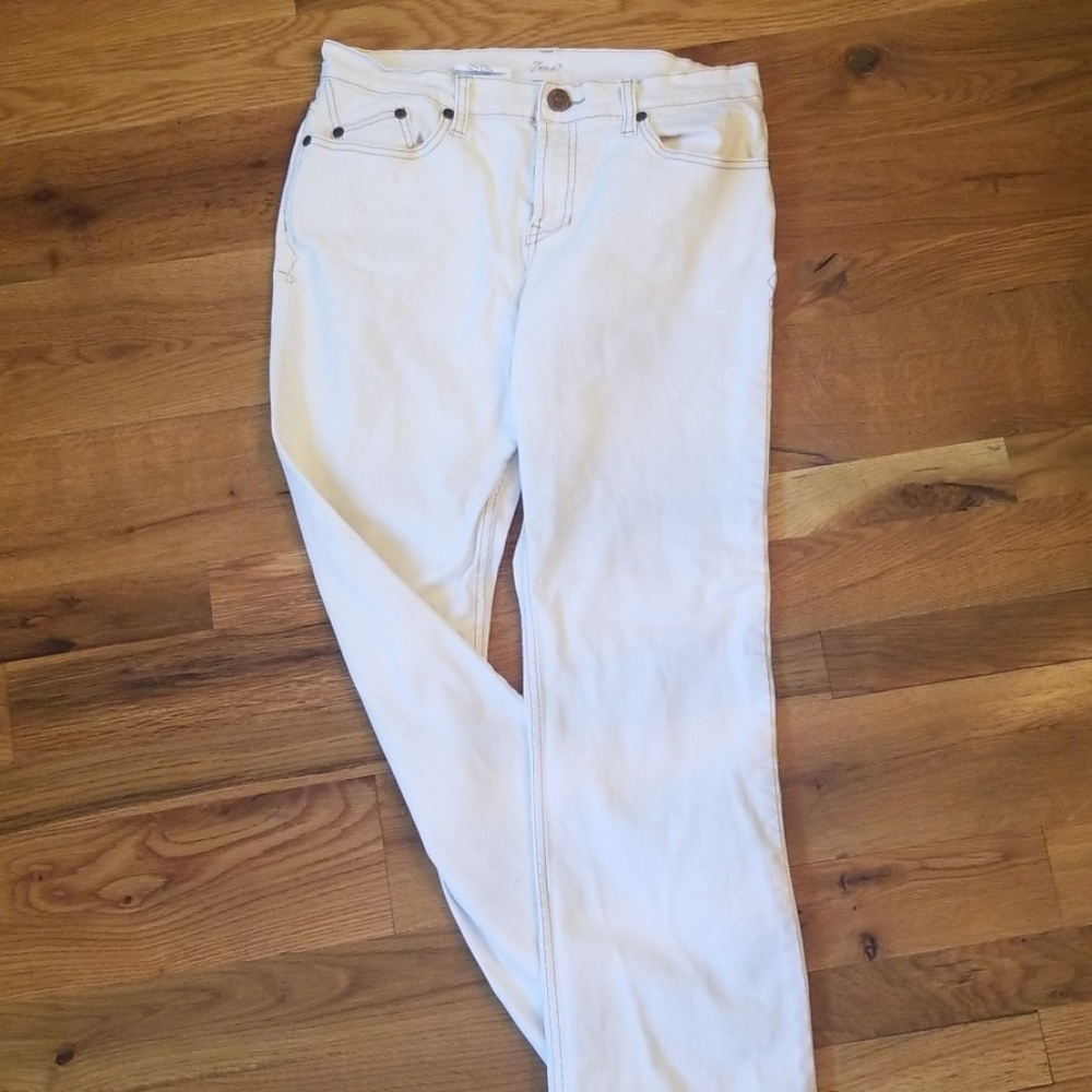 Zena White Straight Leg Jeans 10P Mid Rise Denim Pants coastal grandma